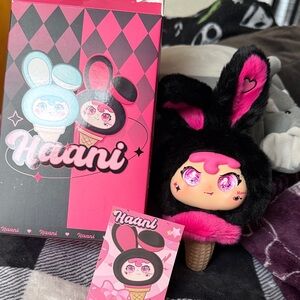 Haani Black and Pink Bunny Plush pendant